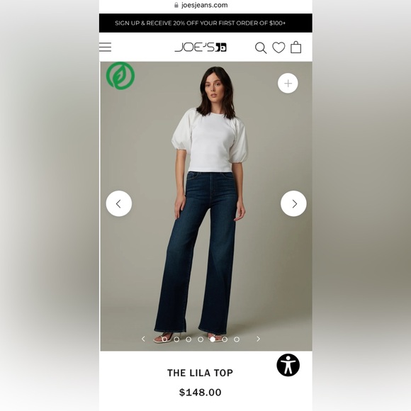 Joe’s Eyelet top w/ puff sleeves - large - Picture 6 of 6